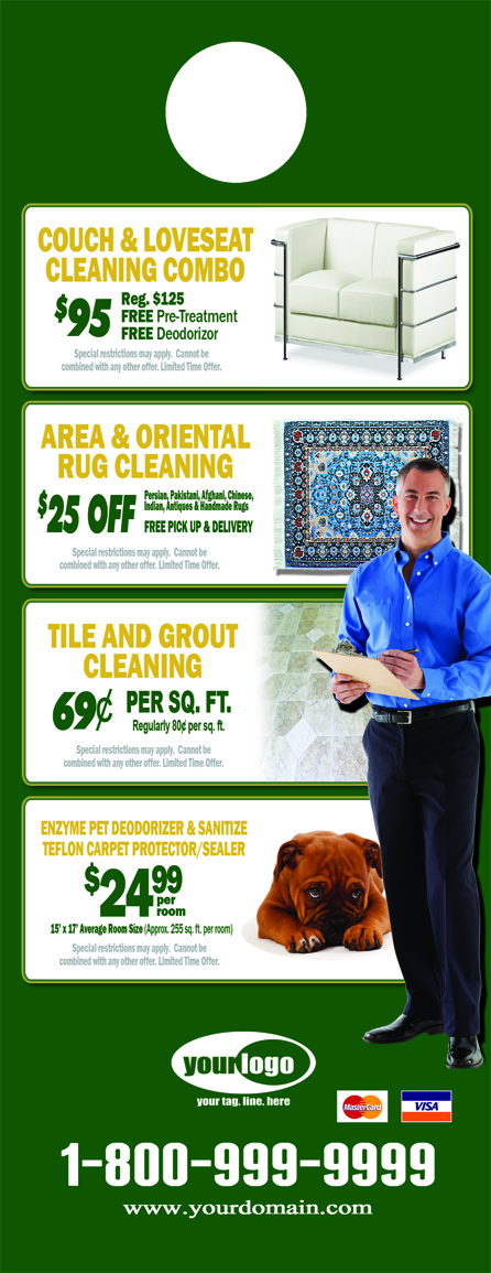 Carpet Cleaning Door Hangers (4.25 x 11) #CA01002 AQ Gloss Back