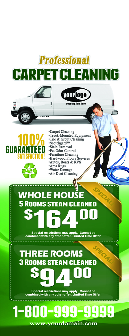 Carpet Cleaning Door Hangers (4.25 x 11) #CA01002 AQ Gloss Front