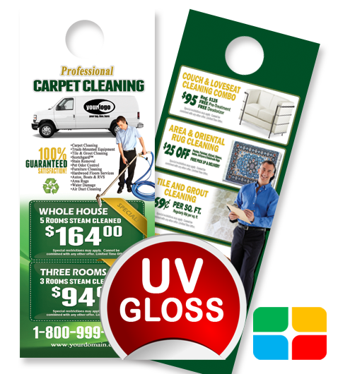 Carpet Cleaning Door Hangers ca01002 4.25 x 11 UV Gloss