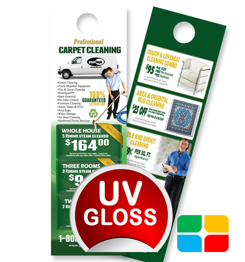 Carpet Cleaning Door Hangers ca01002 4.25 x 14 UV Gloss