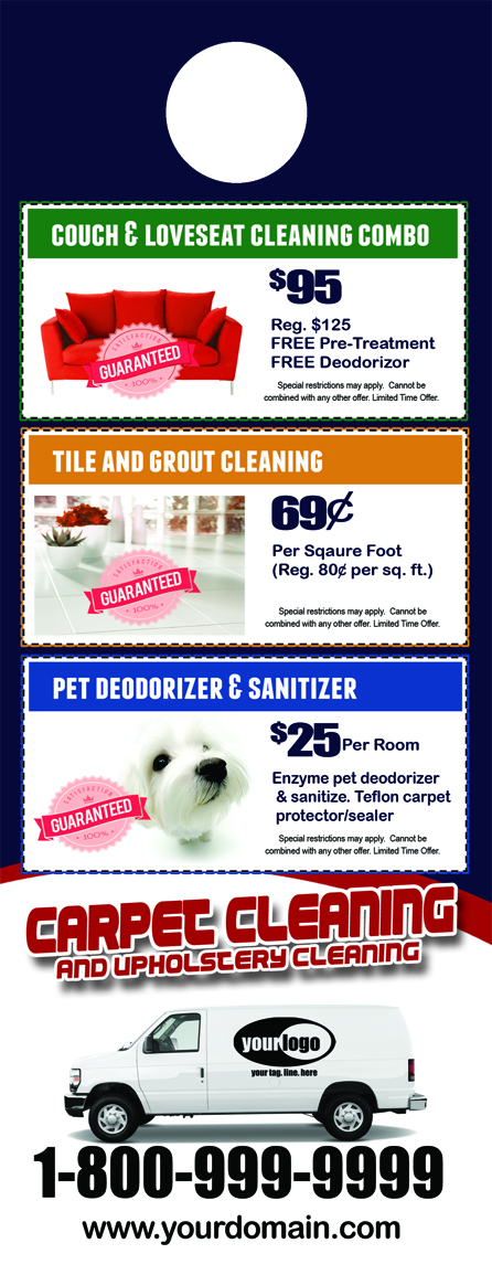 Carpet Cleaning Door Hangers (4.25 x 11) #CA01010 AQ Gloss Back