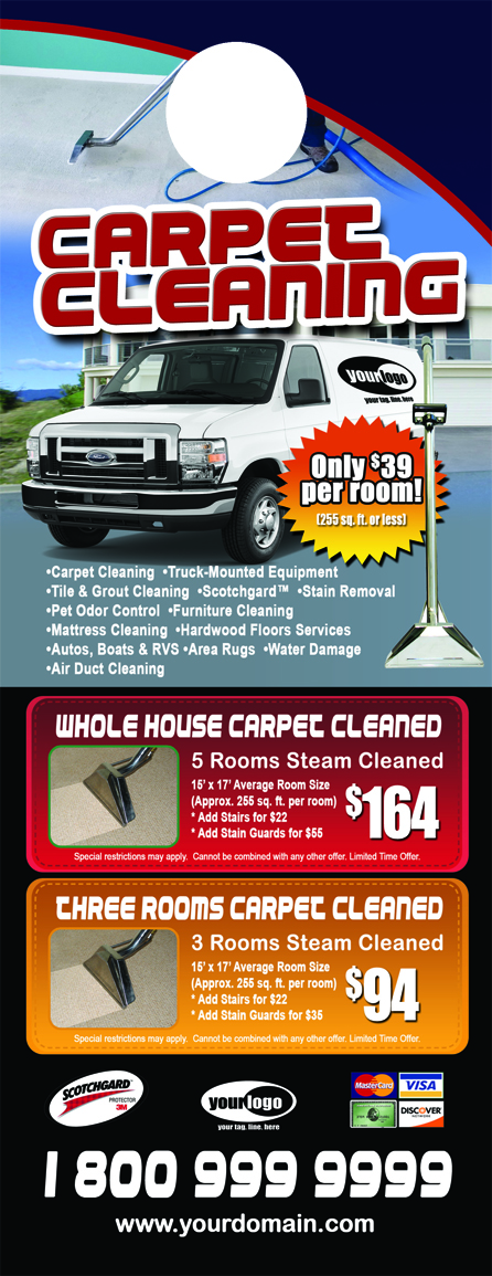 Carpet Cleaning Door Hangers (4.25 x 11) #CA01010 AQ Gloss Front