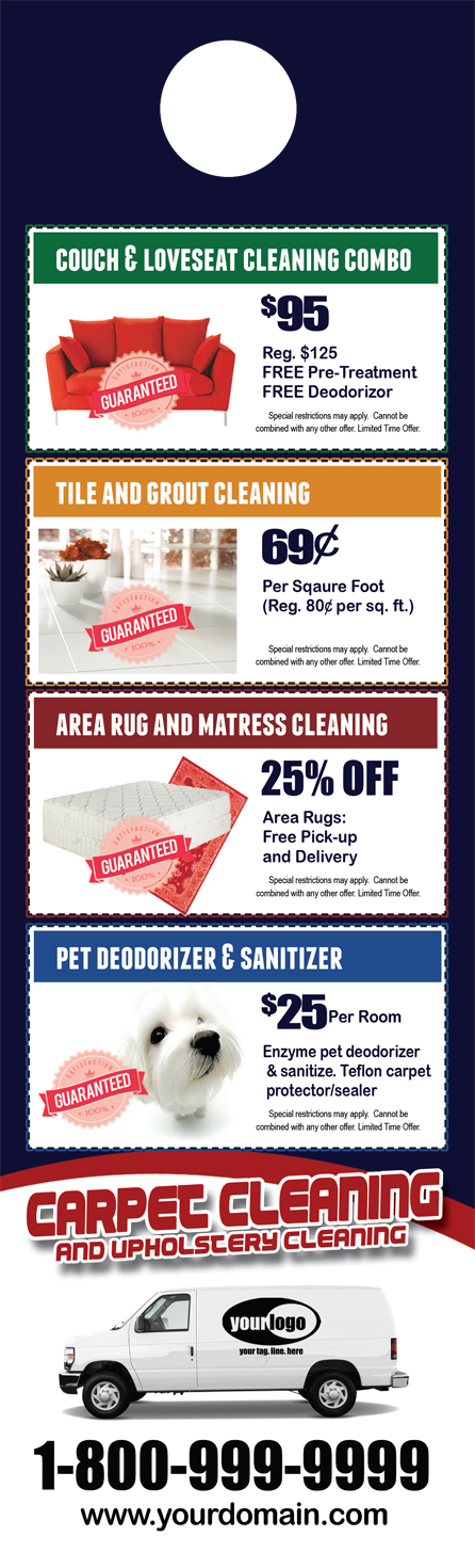 Carpet Cleaning Door Hanger (4.25 x 14) #CA01010 UV Back
