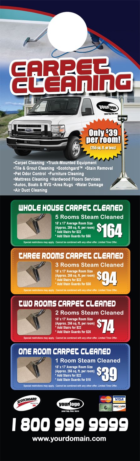 Carpet Cleaning Door Hanger (4.25 x 14) #CA01010 UV Front